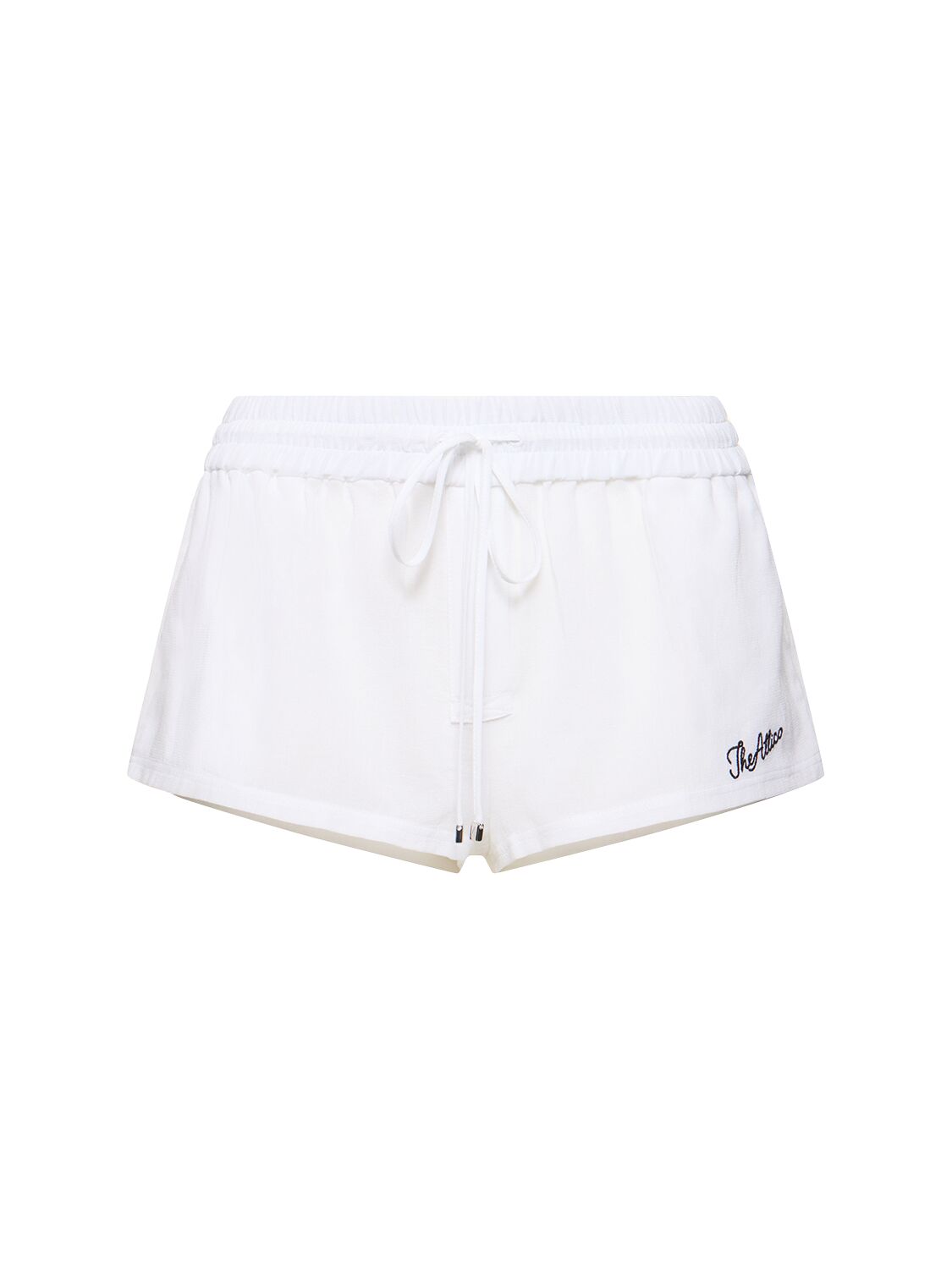 Attico Mousseline Low Waist Logo Shorts In White