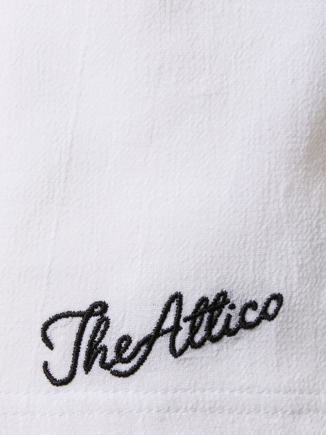 Shop Attico Mousseline Low Waist Logo Shorts In White