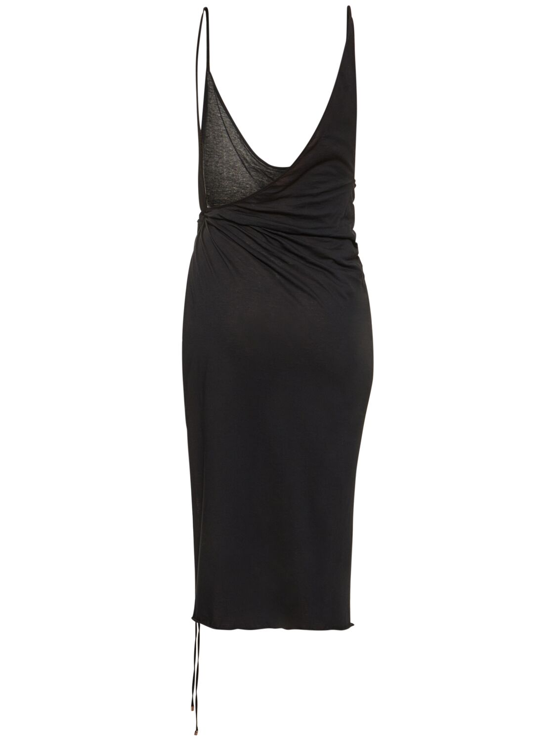 Shop Attico Cotton Jersey Side Slit Midi Dress In Black