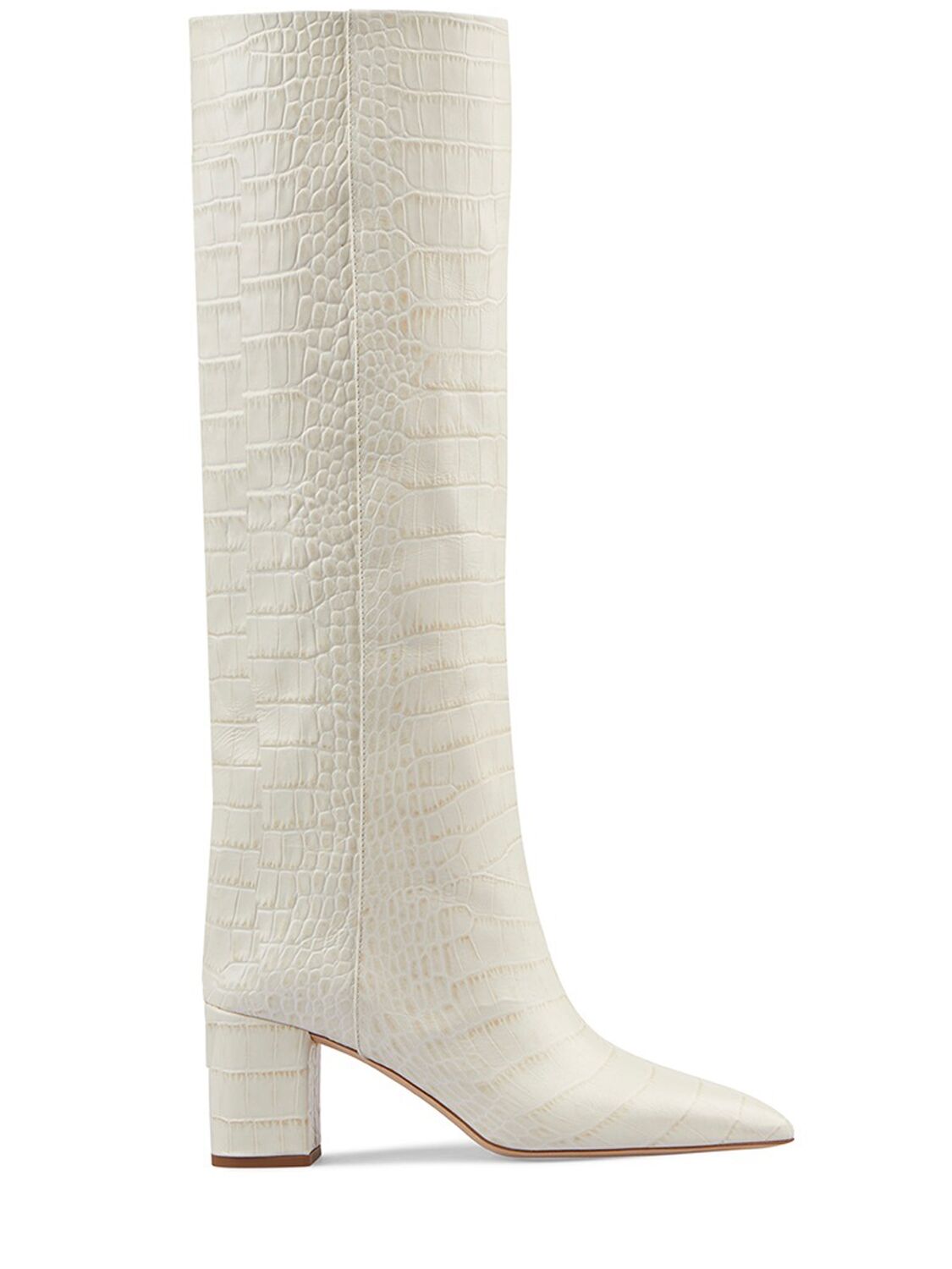 Paris Texas Anja Croc-effect Leather Knee-high Boots In Bone China