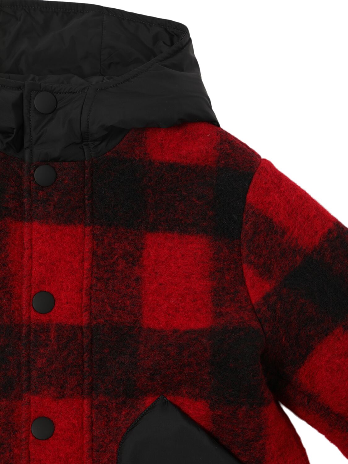 Shop Aspesi Check Print Wool Blend Cloth Jacket In Red/black