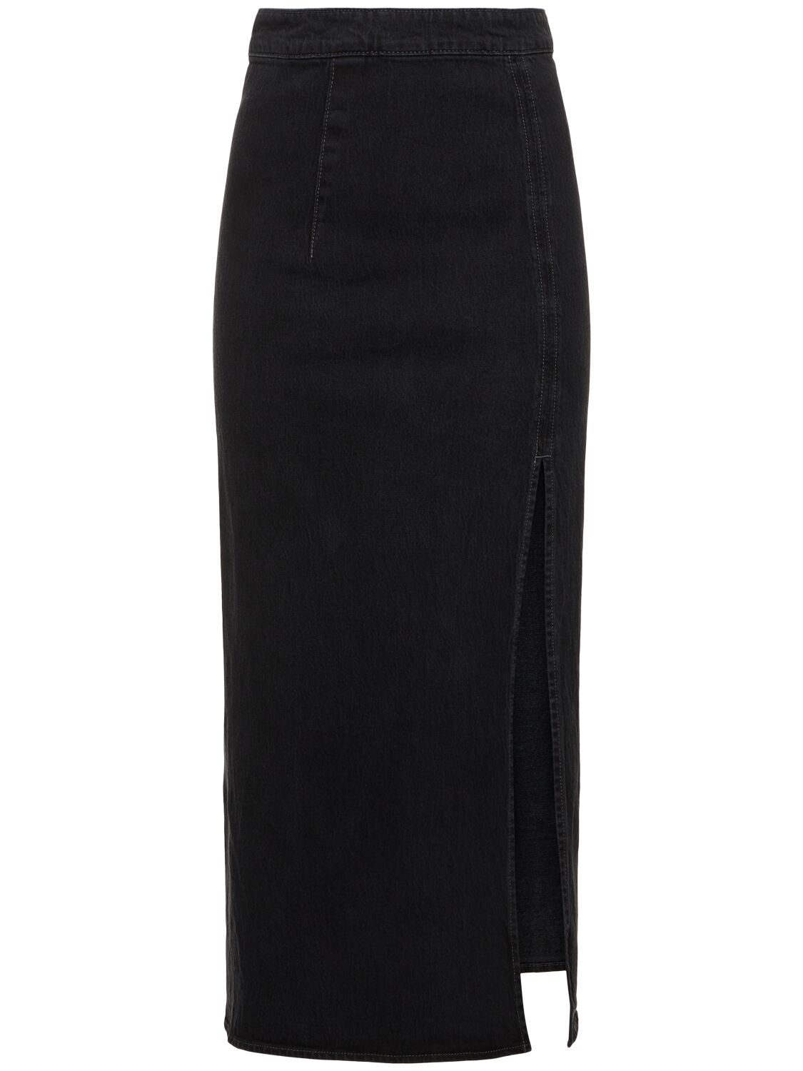 Triarchy Ms. Madison High Rise Denim Long Skirt In Black