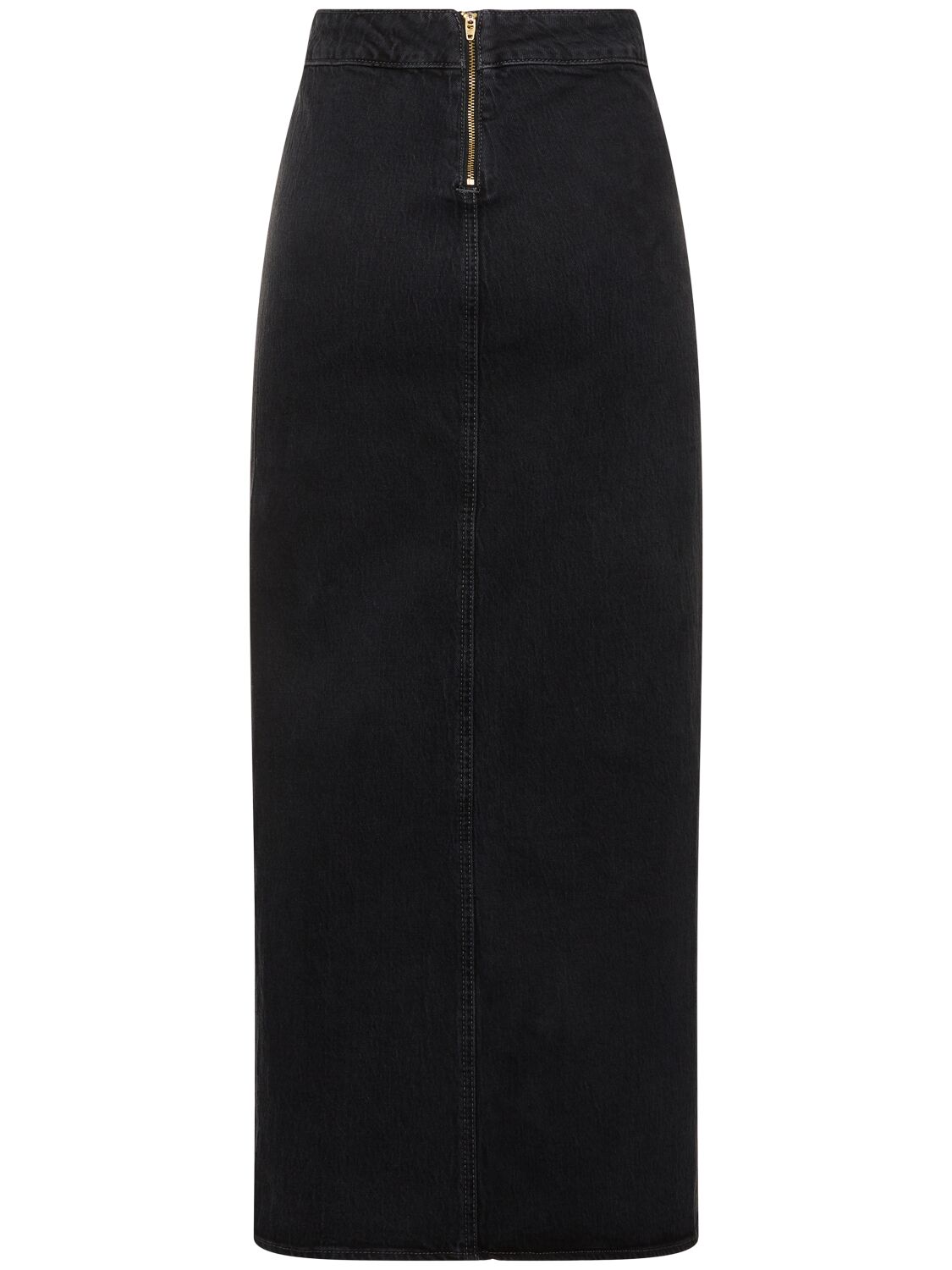 Shop Triarchy Ms. Madison High Rise Denim Long Skirt In Black