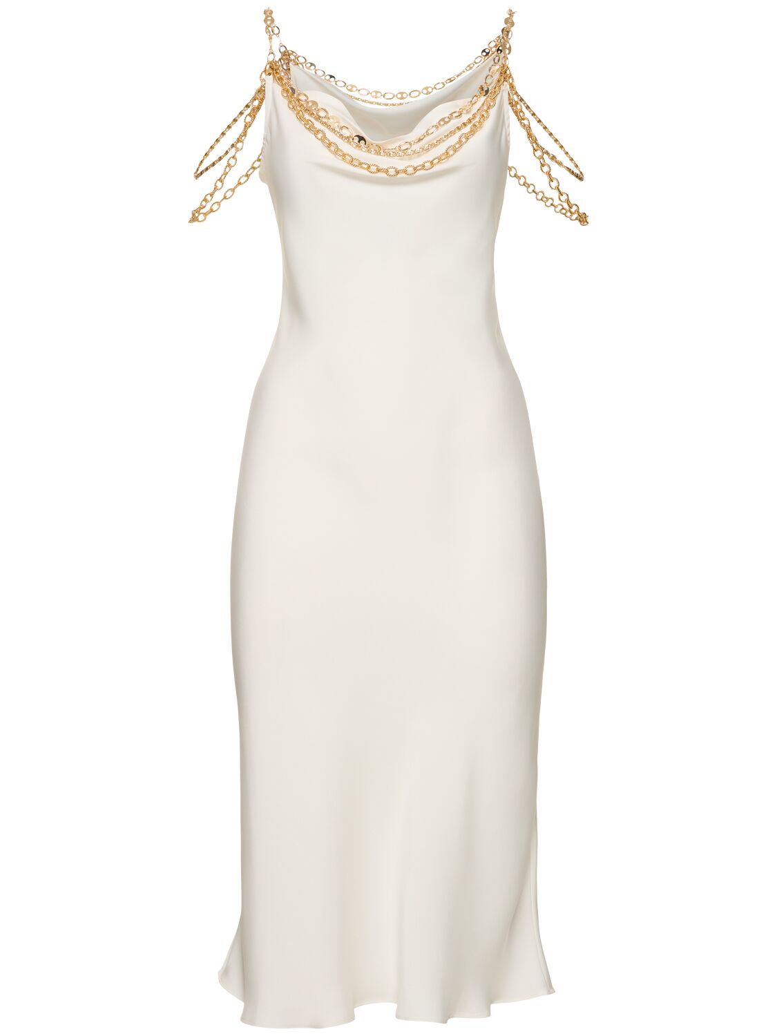 Rabanne Satin Mini Dress With Chain In White
