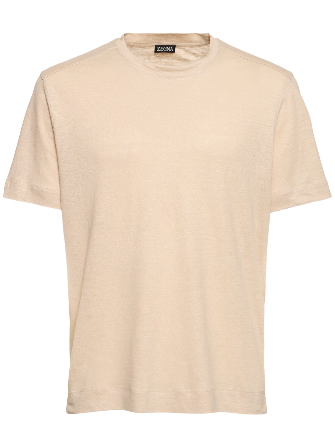 Zegna Pure Linen Jersey T-shirt In Light Beige