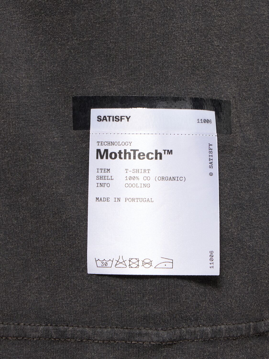 Shop Satisfy Mothtech Cotton T-shirt In Aged Black