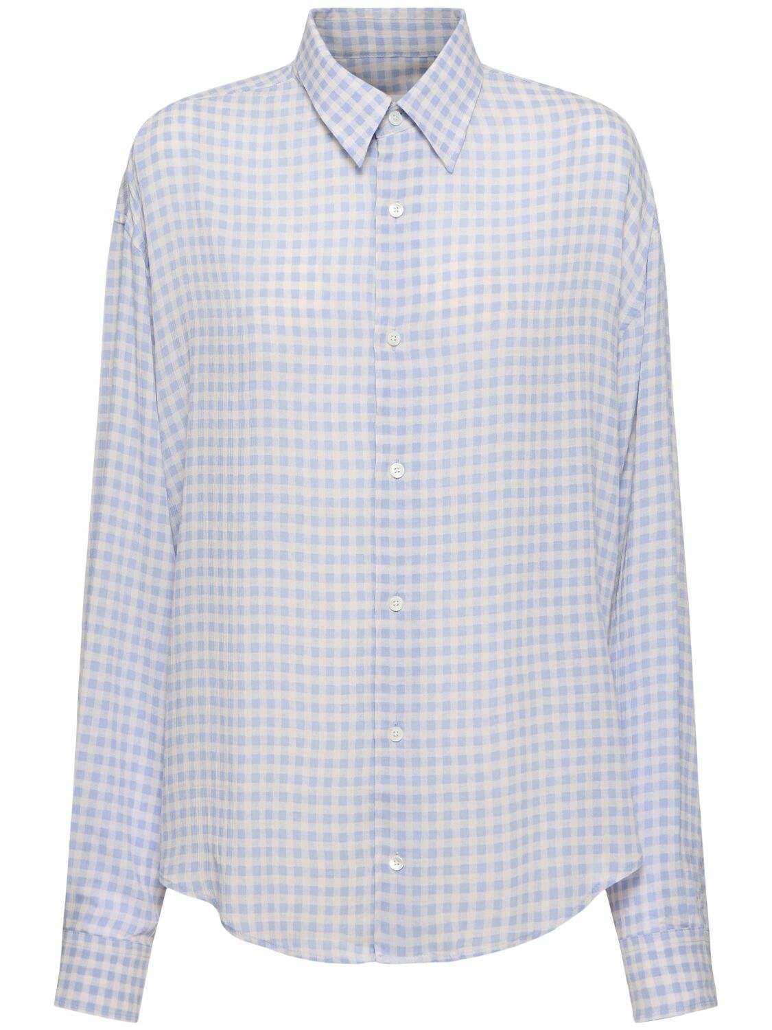 Shop Ami Alexandre Mattiussi Checked Viscose Boxy Shirt In White,blue