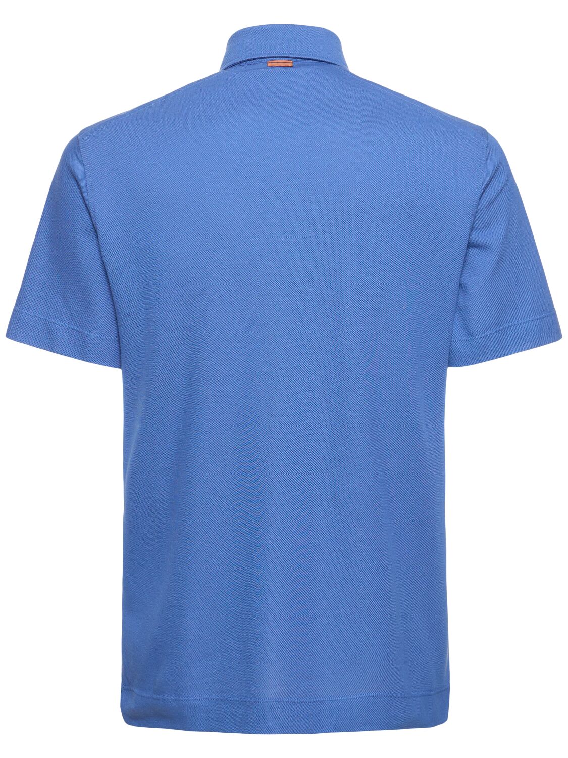 Shop Zegna Cotton Piquet Short Sleeve Polo In Light Blue