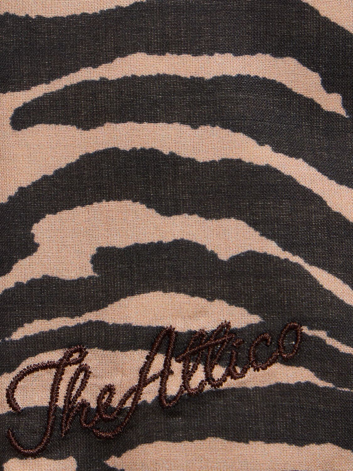 Shop Attico Printed Mousseline Oversized Shirt In Beige,black