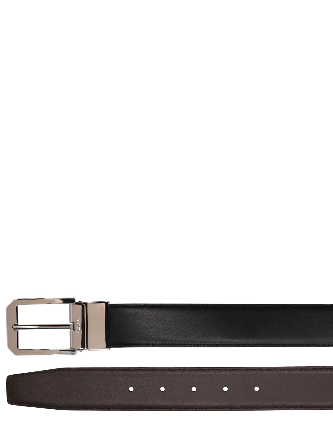 Shop Zegna 3.5cm Reversible Leather Belt In Black,brown