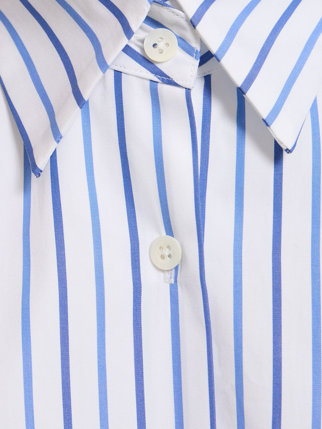 Shop Dries Van Noten Striped Compact Poplin Midi Shirt Dress In 浅蓝色