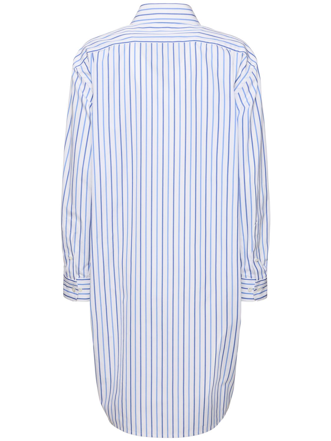 Shop Dries Van Noten Striped Compact Poplin Midi Shirt Dress In 浅蓝色