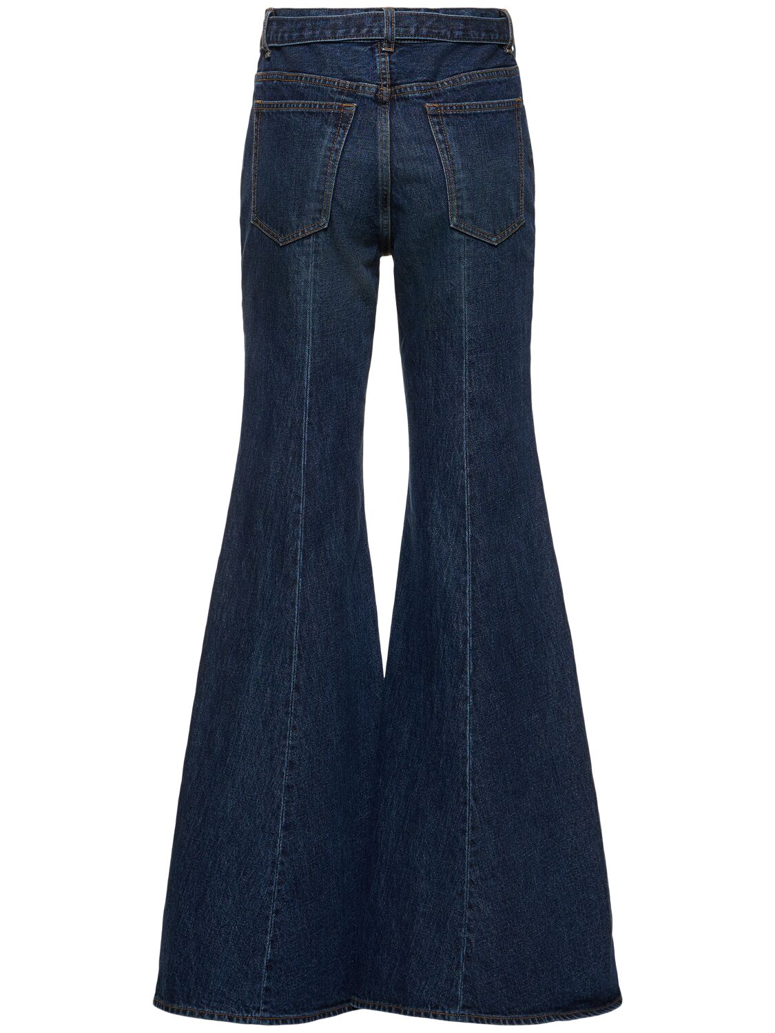 Shop Sacai High Rise Wide Leg Jeans W/belt In Blue