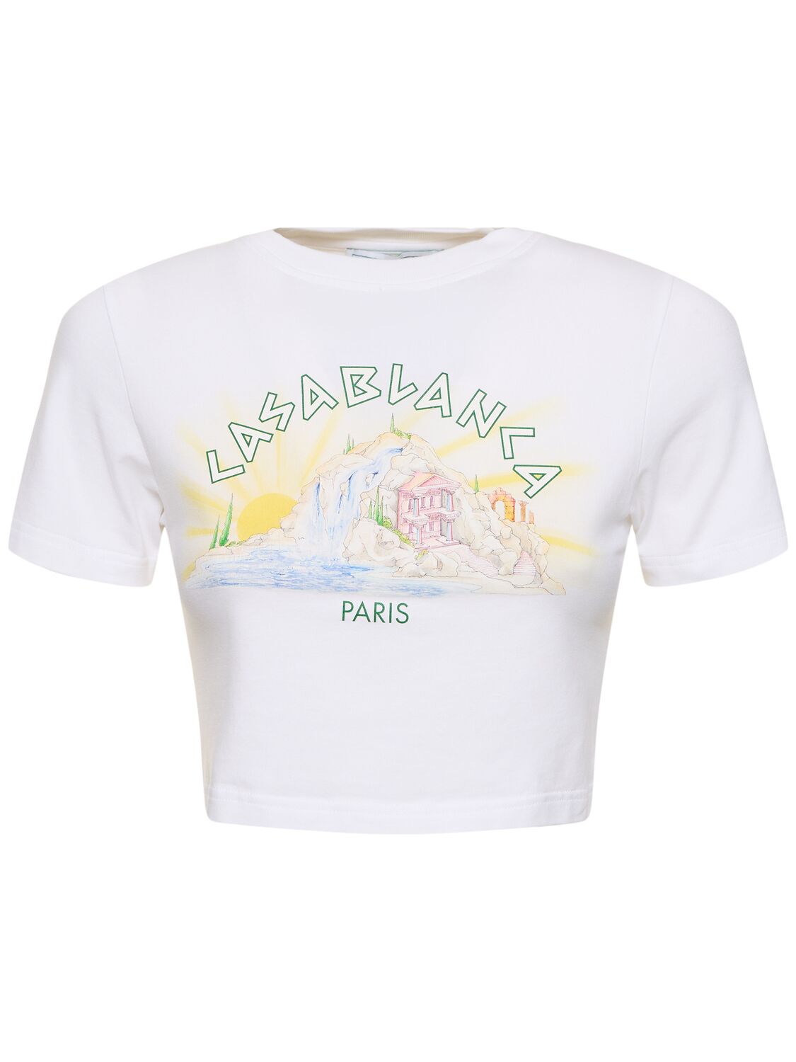 Casablanca Mountain River Printed Cotton T-shirt In White
