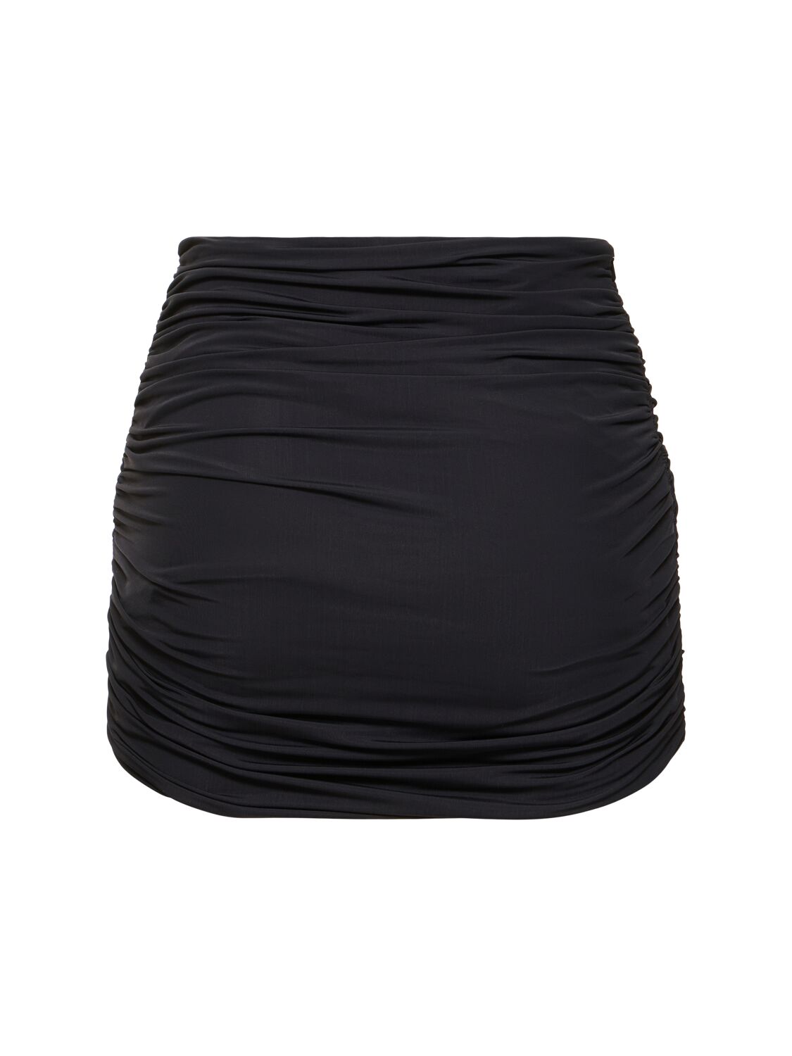 Shop David Koma Ruched Mini Skirt W/ Rose In Black,silver
