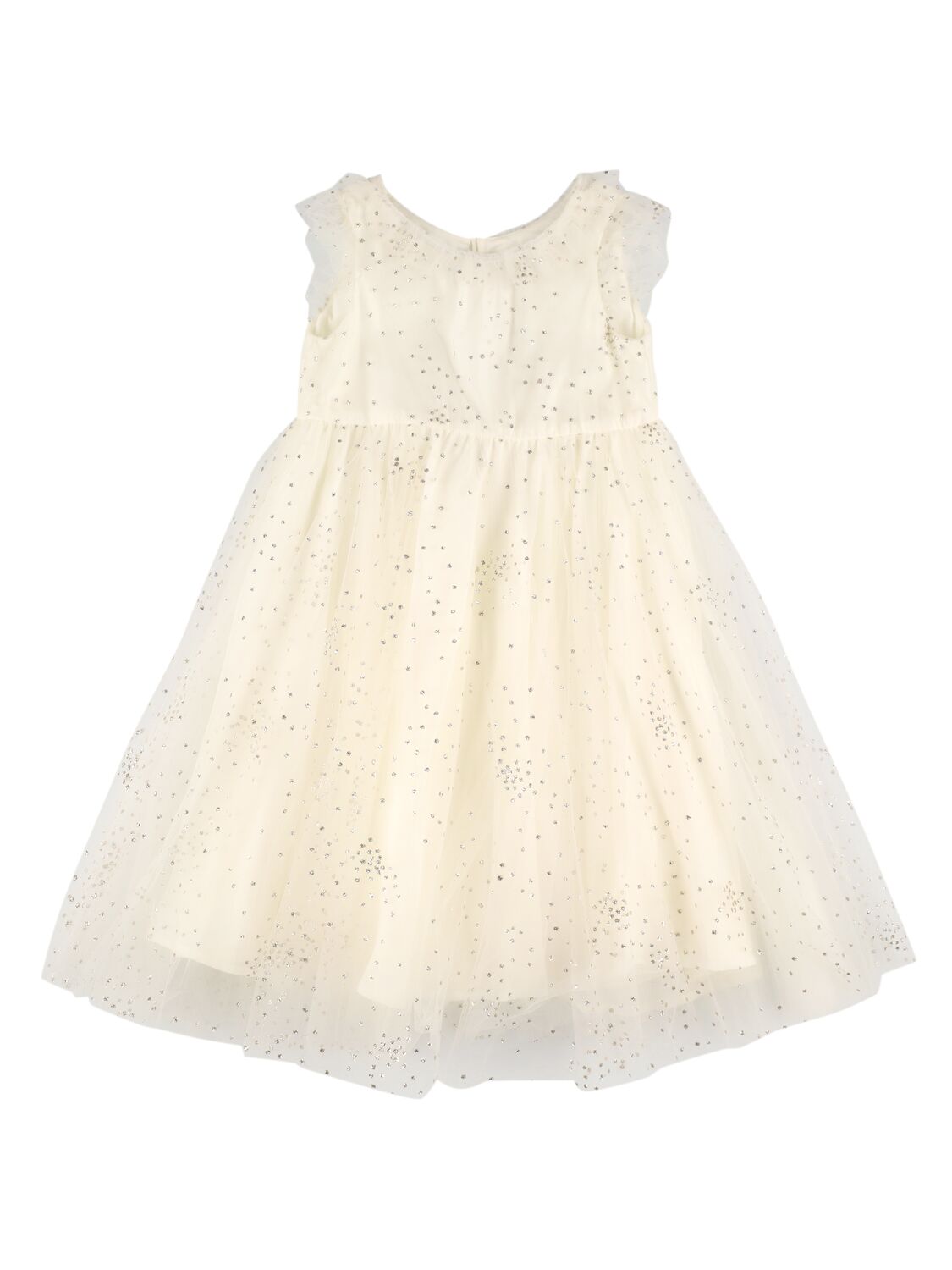 Bonpoint Kids' Glittered Stretch Tulle & Satin Dress In White