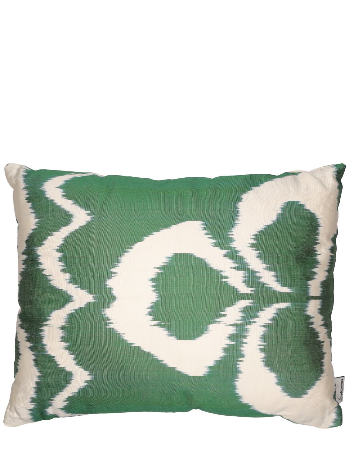 Les Ottomans Silk & Cotton Cushion In Green