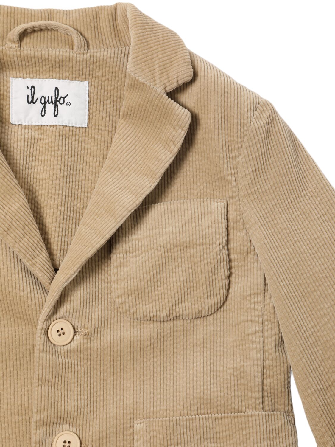 Shop Il Gufo Cotton Blend Corduroy Jacket In Beige