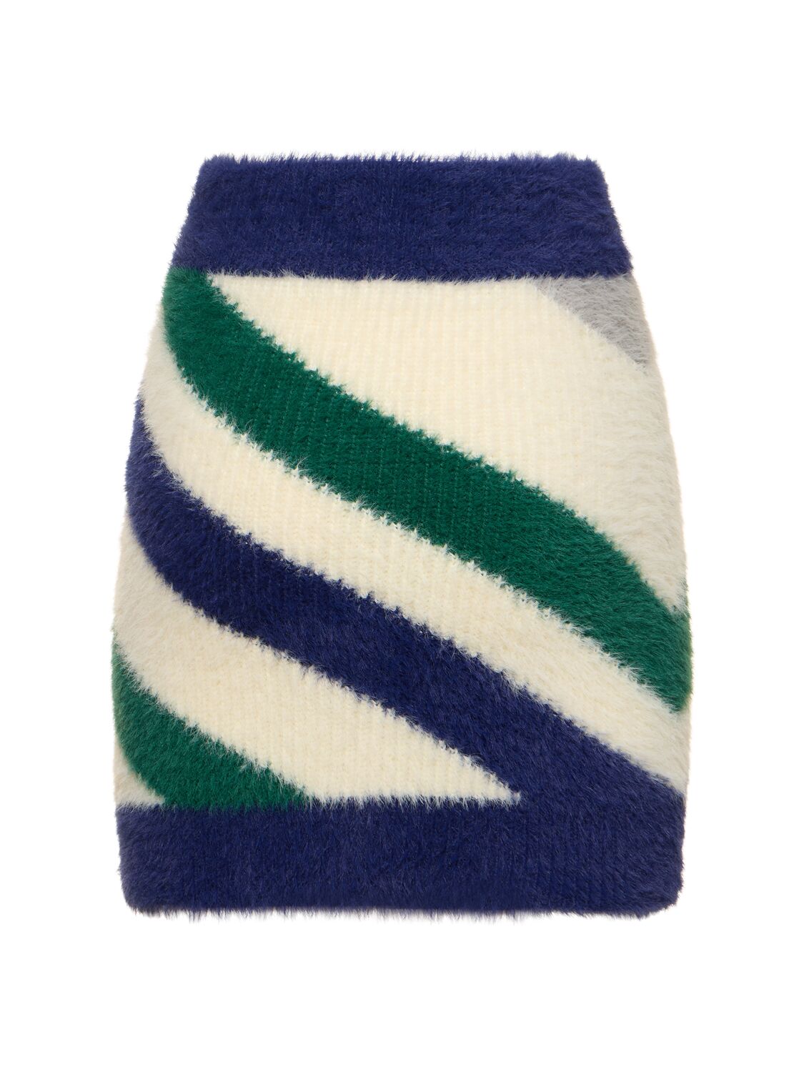 Shop Casablanca Striped Fluffy Mini Skirt In White/multi