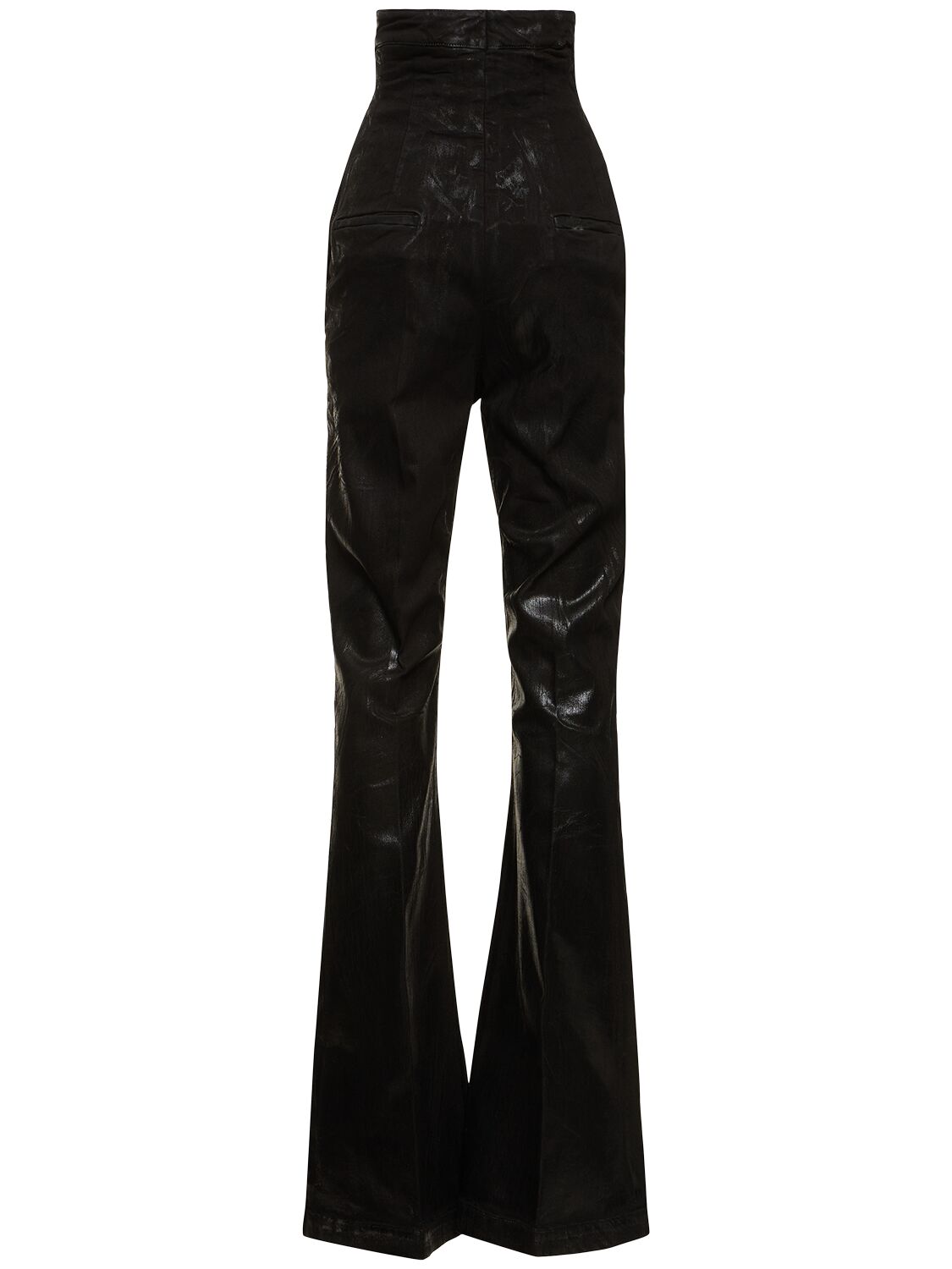 Shop Rick Owens Dirty Bolan Coated Cotton Flared Pants In Black