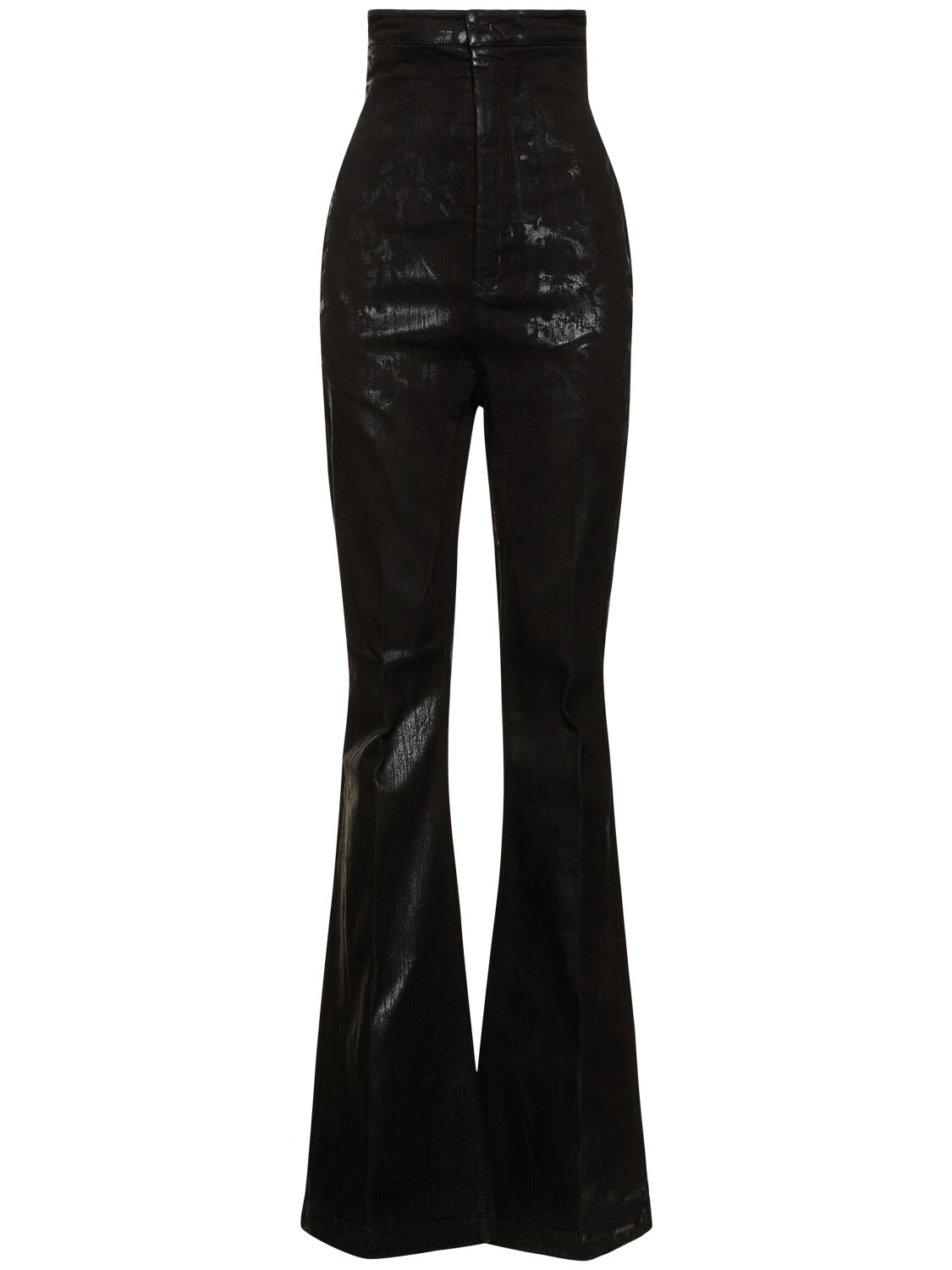 Rick Owens Dirty Bolan Coated Cotton Flared Trousers In Black