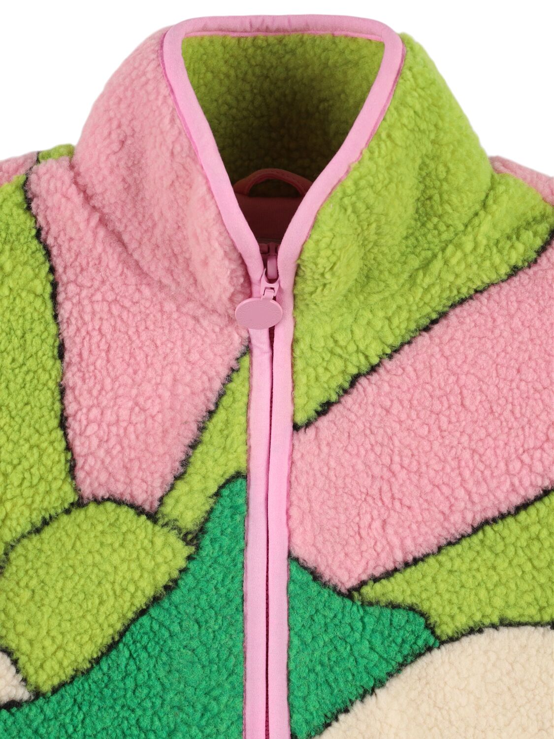 Shop Stella Mccartney Printed Teddy Fleece Jacket In Multicolor