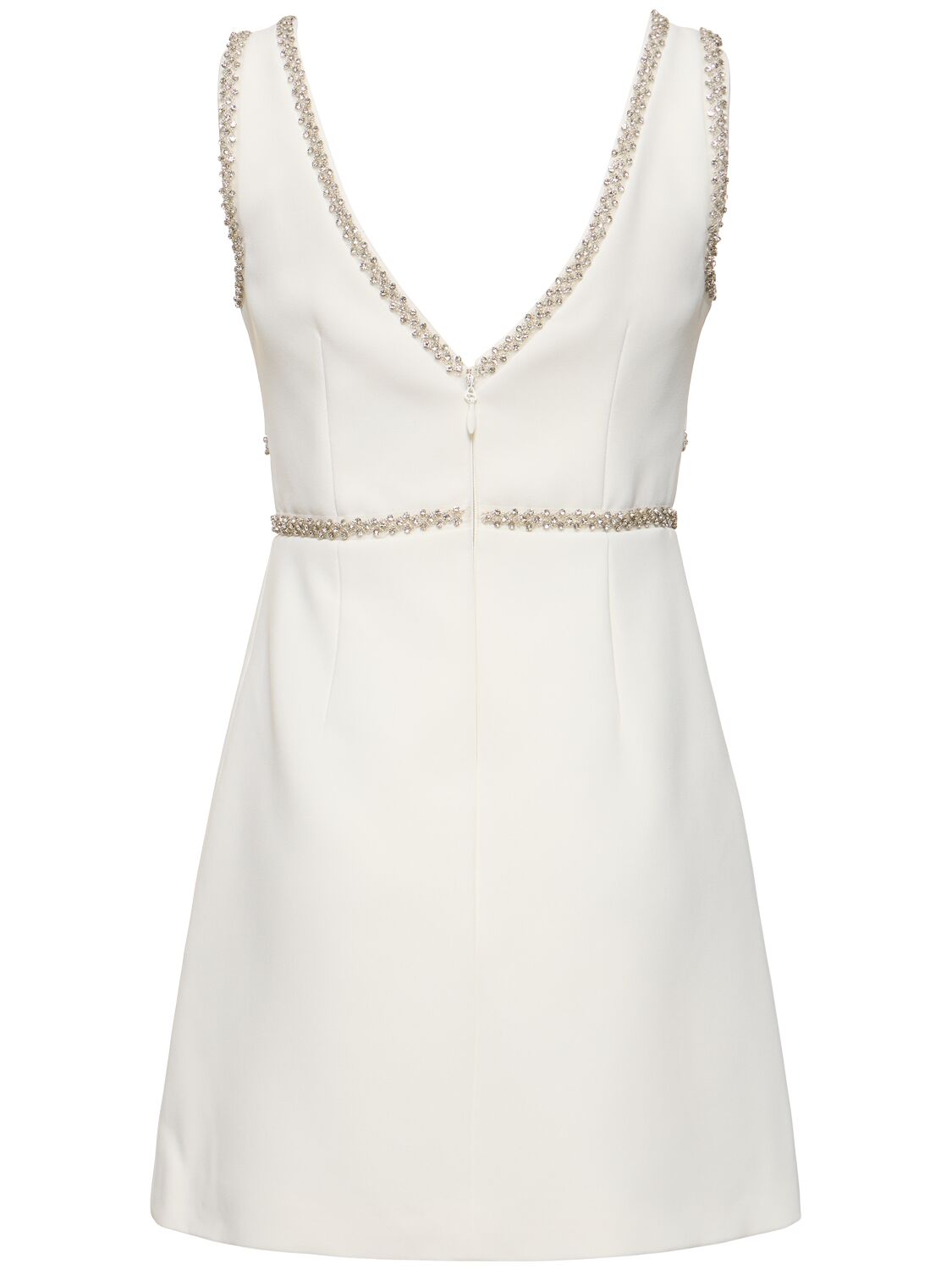 Shop Self-portrait Bonded Crepe Mini Dress In White