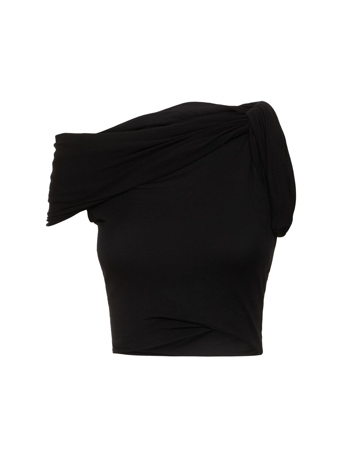 Rick Owens Sienna Twist-shoulder Crop Top In Black