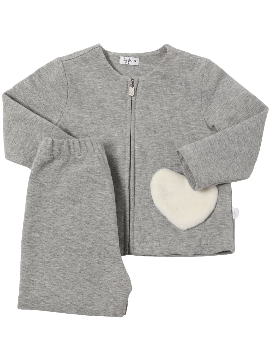 Il Gufo Stretch Cotton Jersey Sweatshirt & Pants In Grey