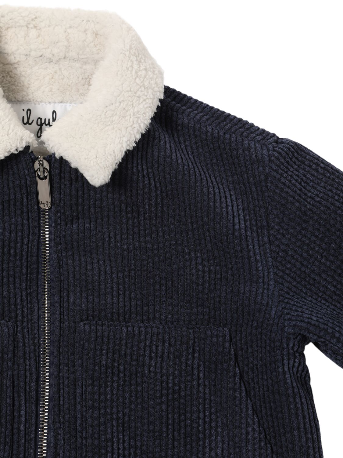 Shop Il Gufo Corduroy Jacket W/ Teddy In Blue