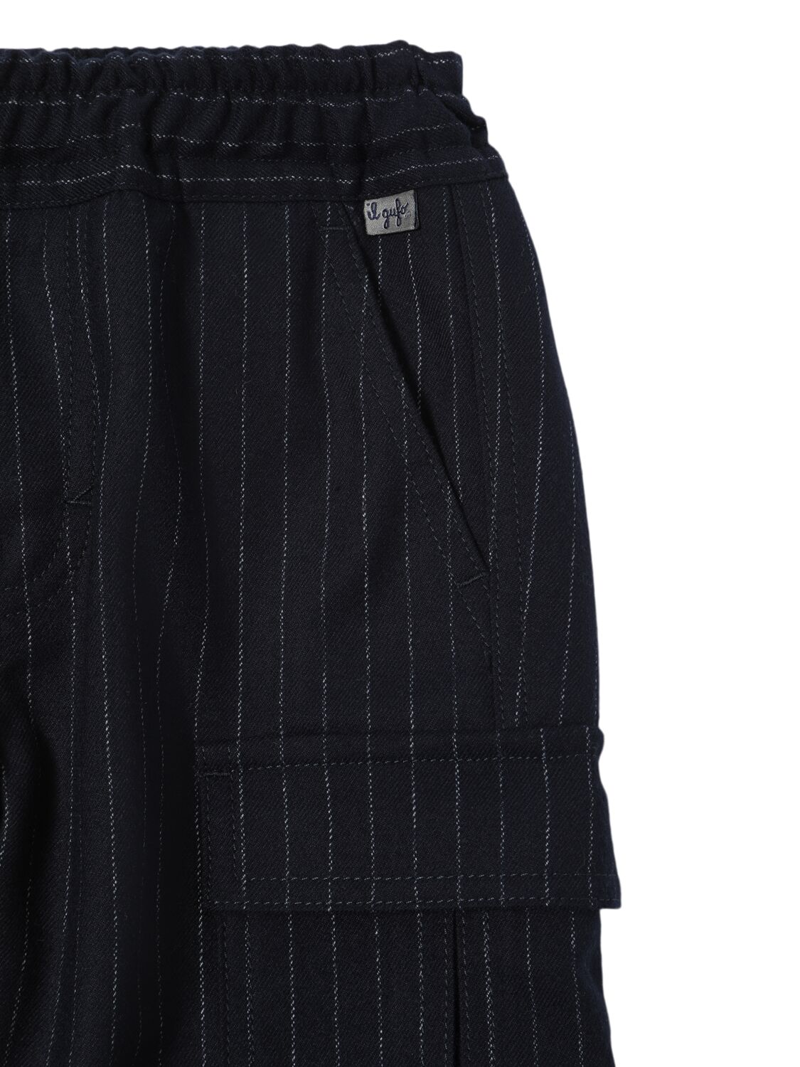 Shop Il Gufo Viscose Blend Pinstripe Pants In Blue