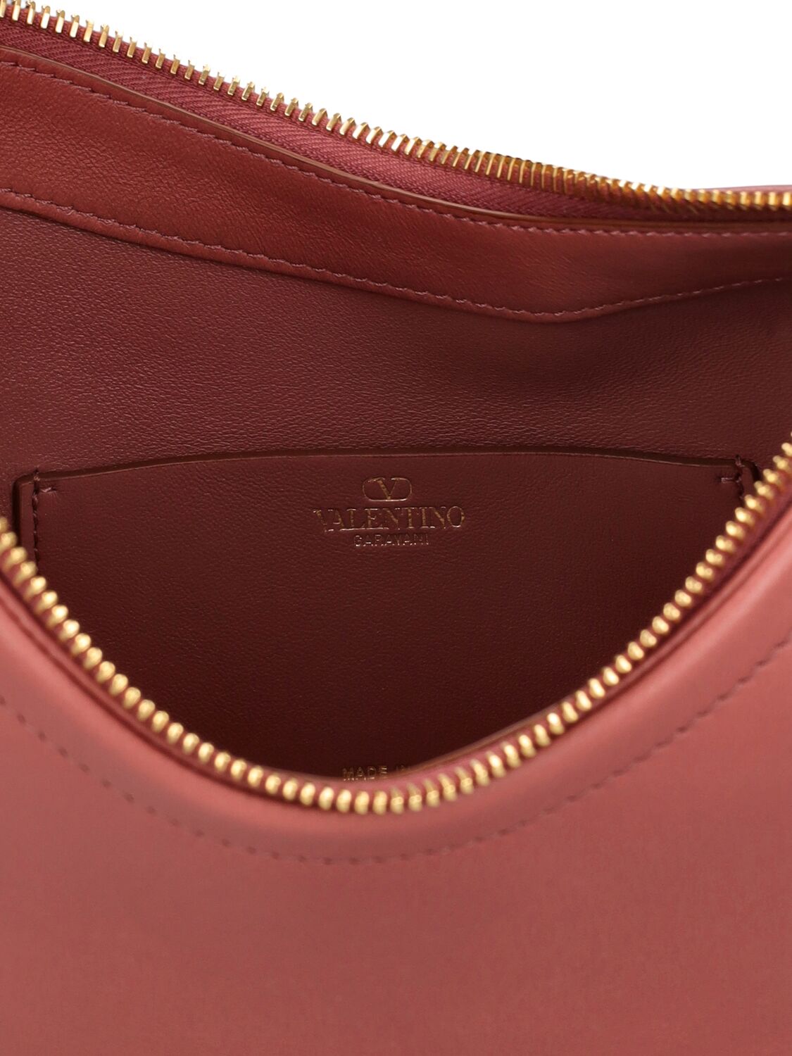 Shop Valentino Mini Vlogo Moon Leather Top Handle Bag In Rose Brown