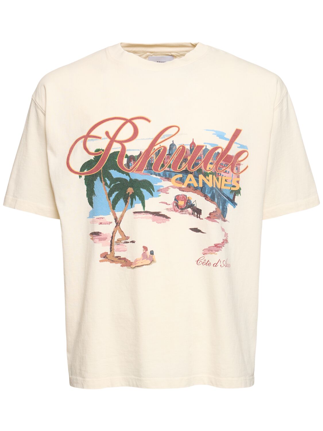 Shop Rhude Cannes Beach T-shirt In Vintage White