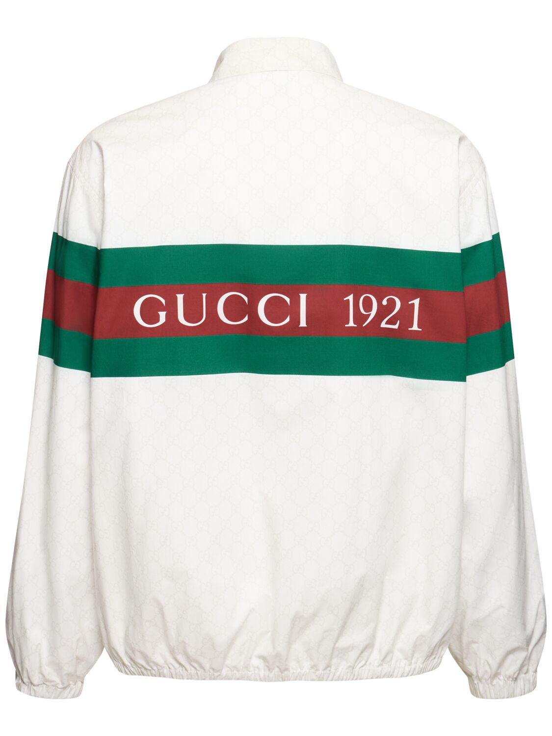 Shop Gucci Gg Print Cotton Jacket In White,multi