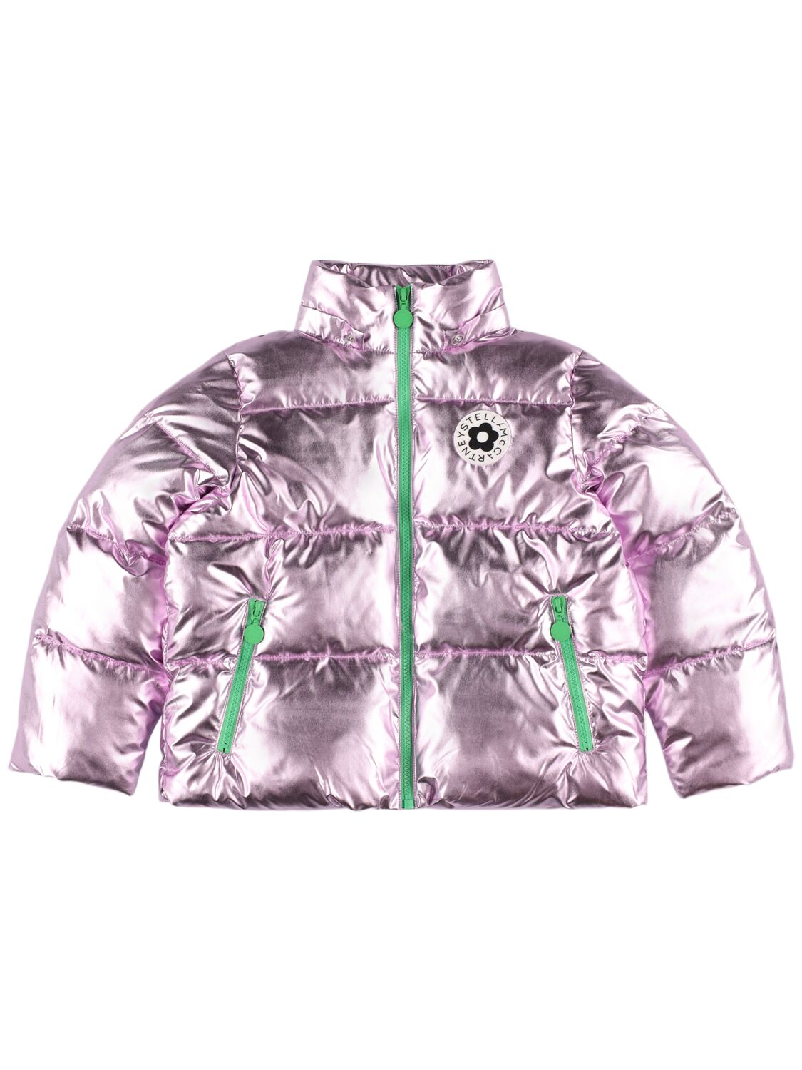 Shop Stella Mccartney Metallic Tech Puffer Jacket In Pink