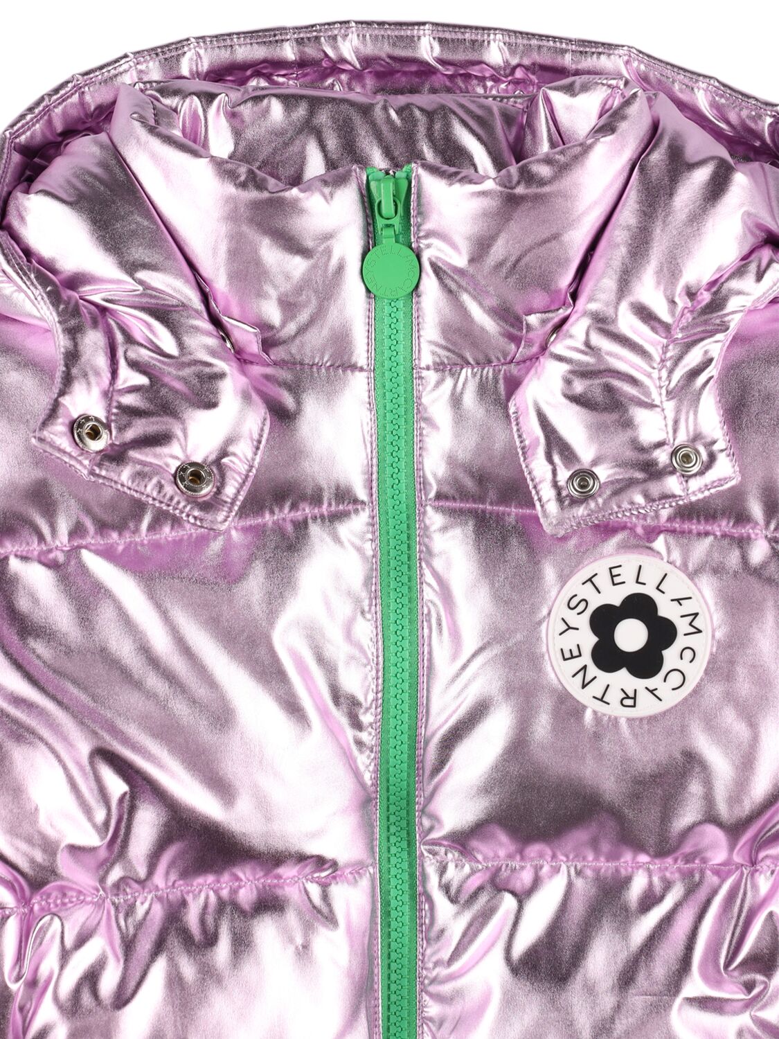 Shop Stella Mccartney Metallic Tech Puffer Jacket In Pink