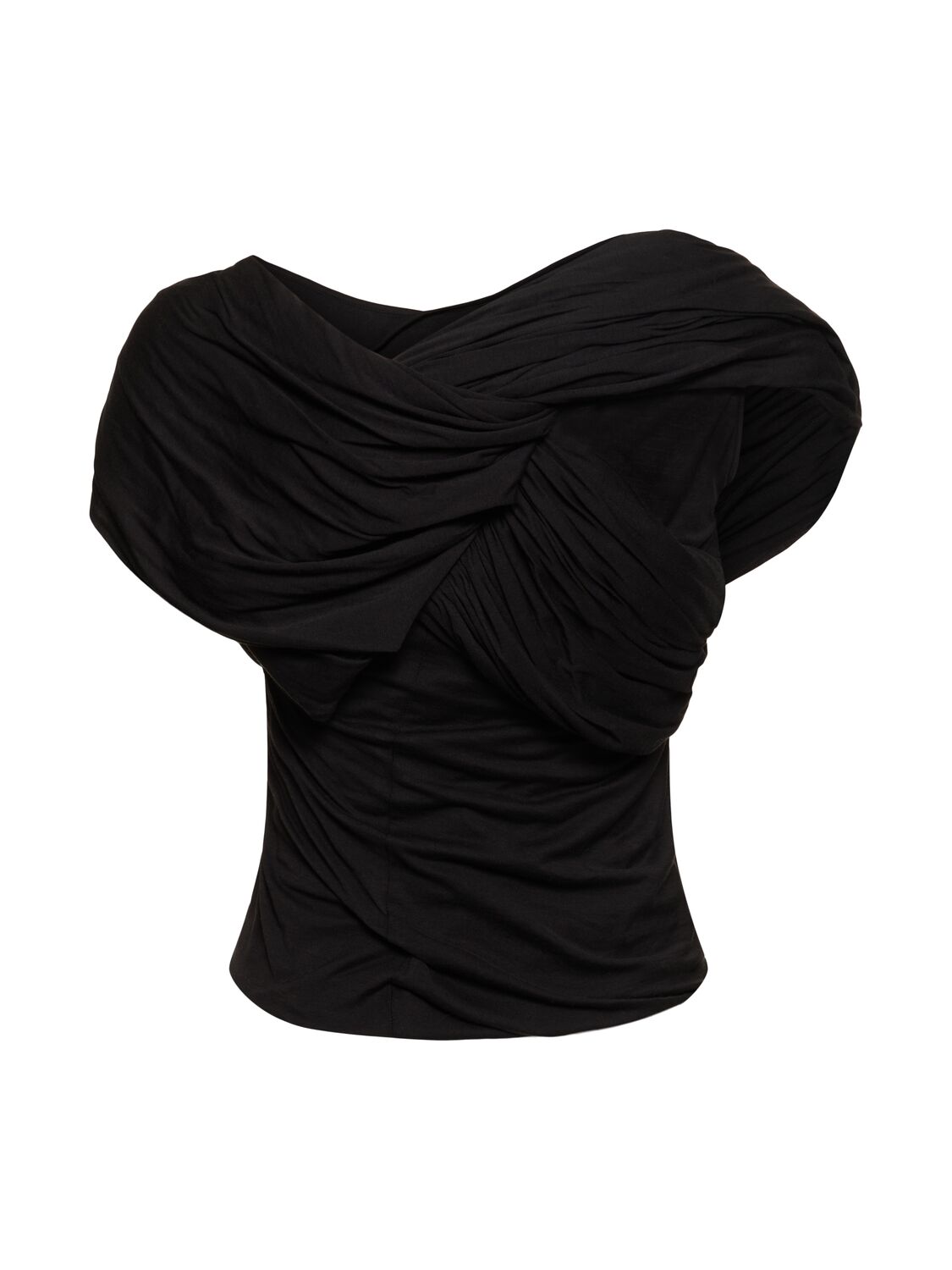 Shop Rick Owens Draped Cotton Sleeveless Top In Black