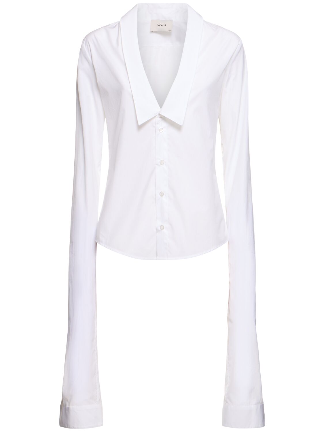 Coperni Open Collar Cotton Shirt In White