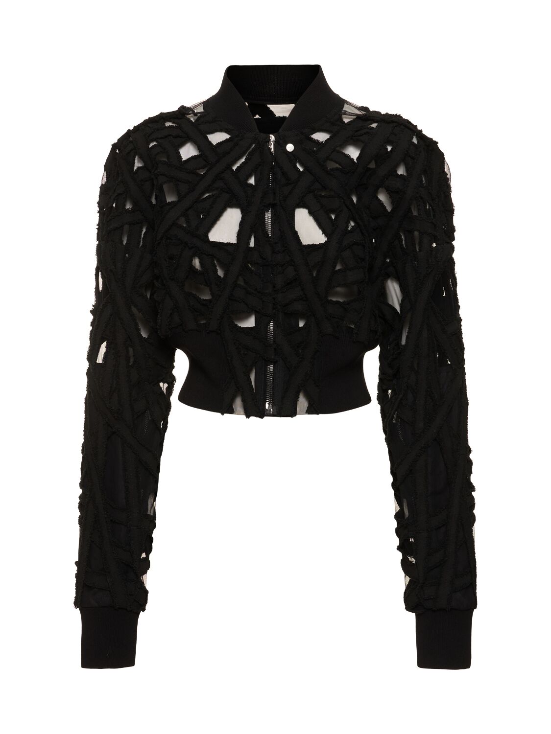Image of Embroidered Cropped Tech Zip Jacket