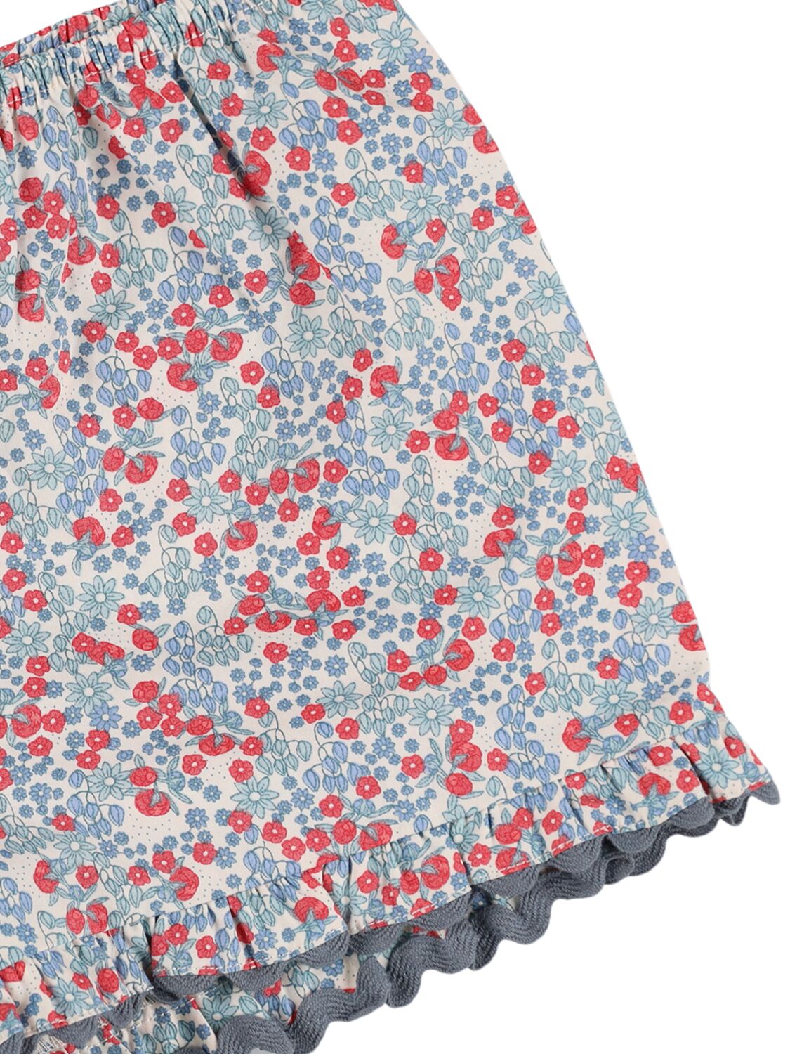 Shop Konges Sløjd Floral Organic Cotton Poplin Shorts In Blue,multi