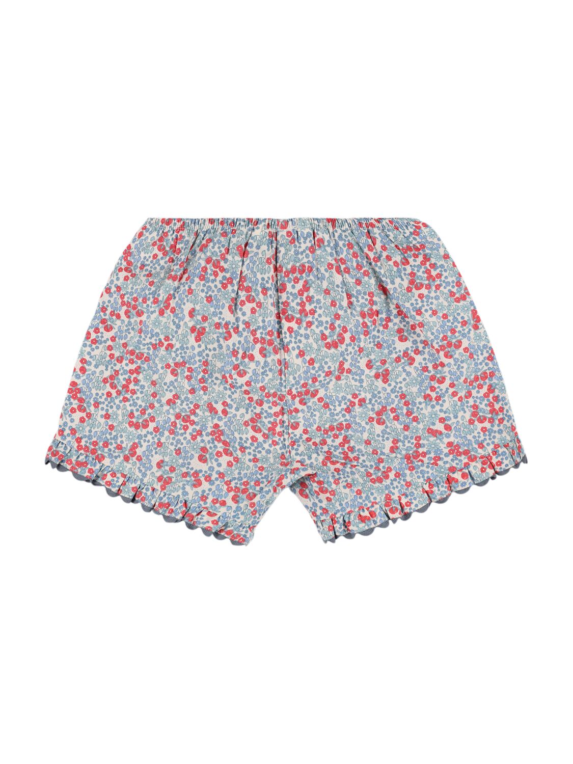 Shop Konges Sløjd Floral Organic Cotton Poplin Shorts In Blue,multi