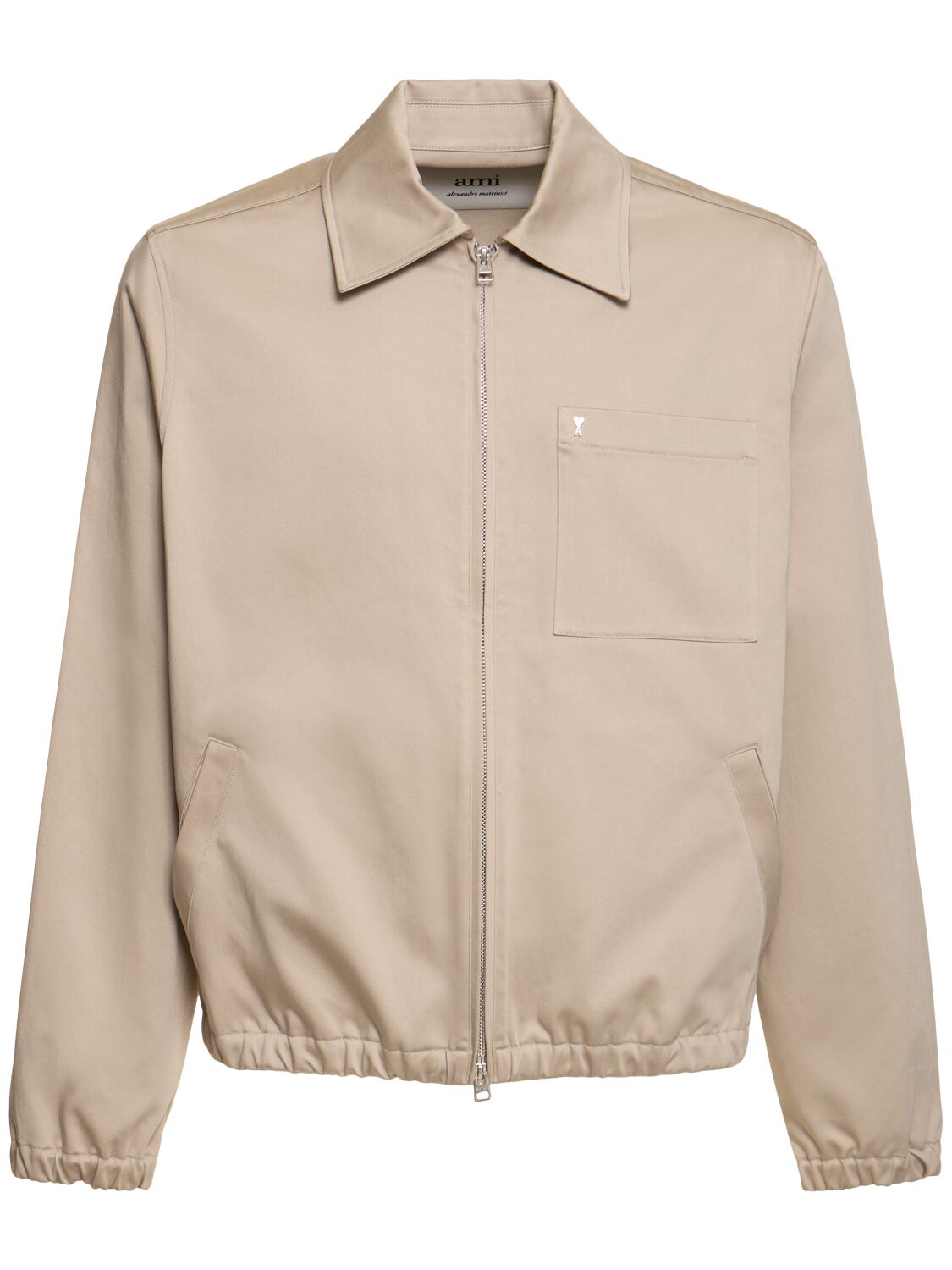 Shop Ami Alexandre Mattiussi Adc Compact Cotton Zip Jacket In Light Beige