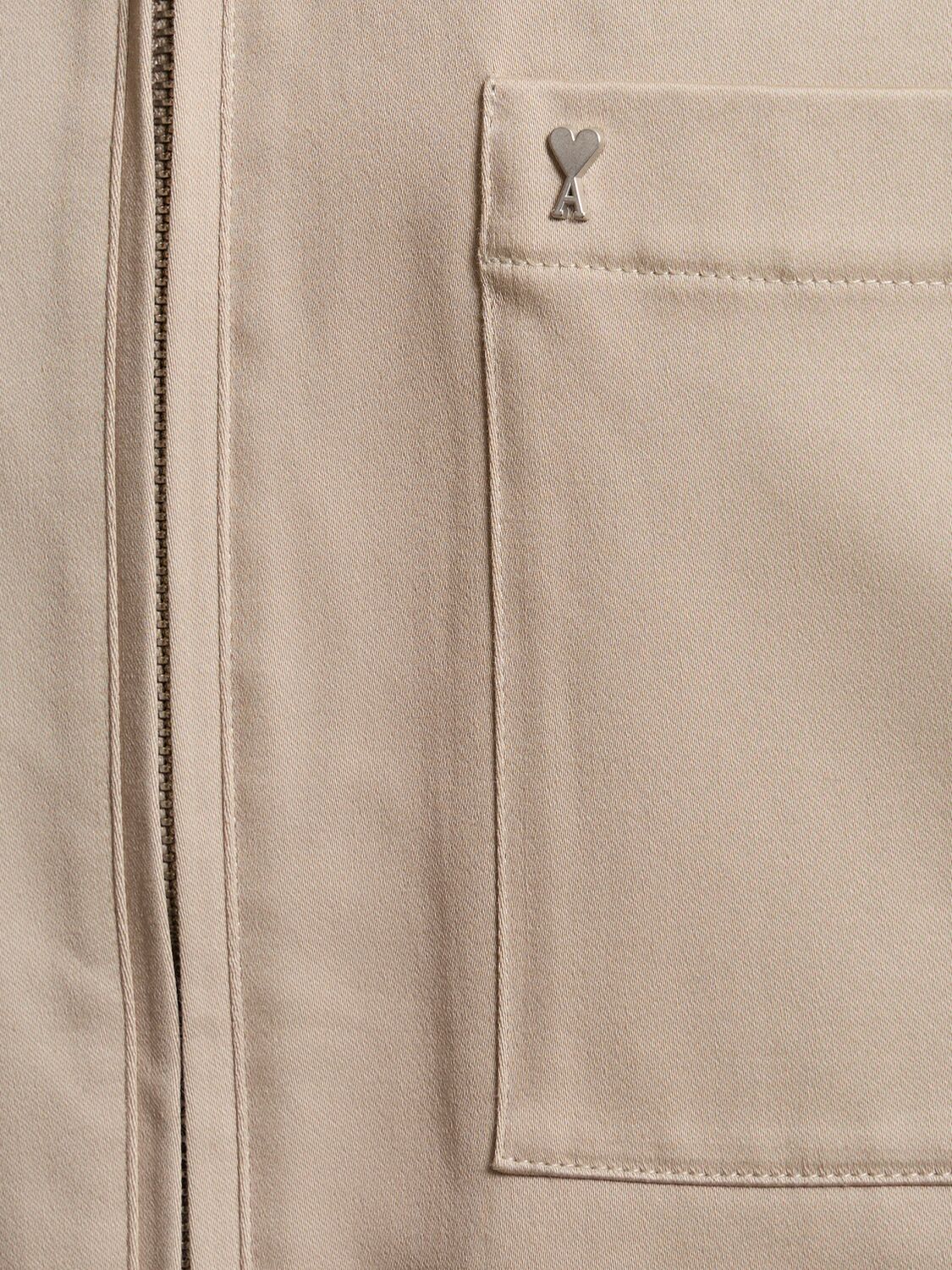 Shop Ami Alexandre Mattiussi Adc Compact Cotton Zip Jacket In Light Beige