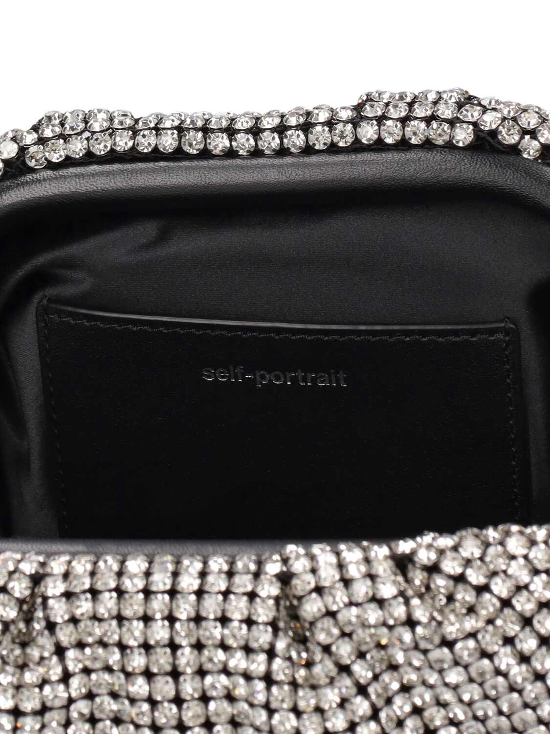 Shop Self-portrait Diamante Leather & Crystal Pouch In Silver