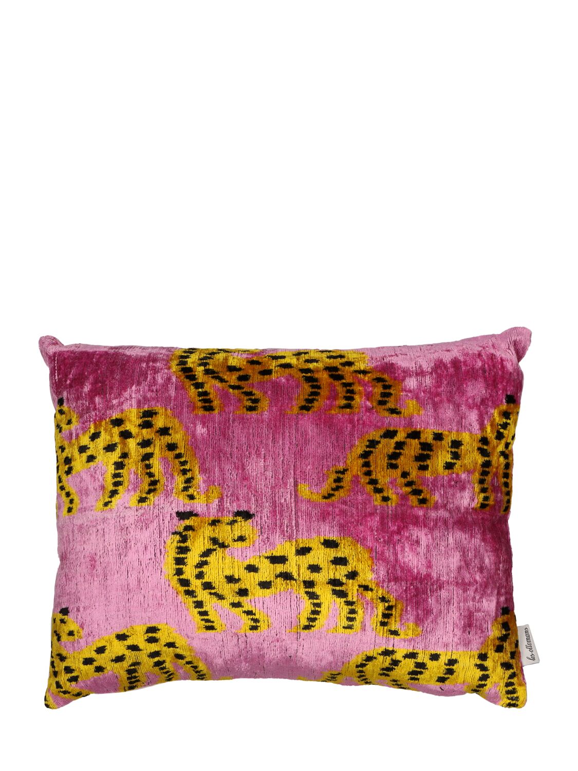 Les Ottomans Silk & Cotton Velvet Cushion In Pink