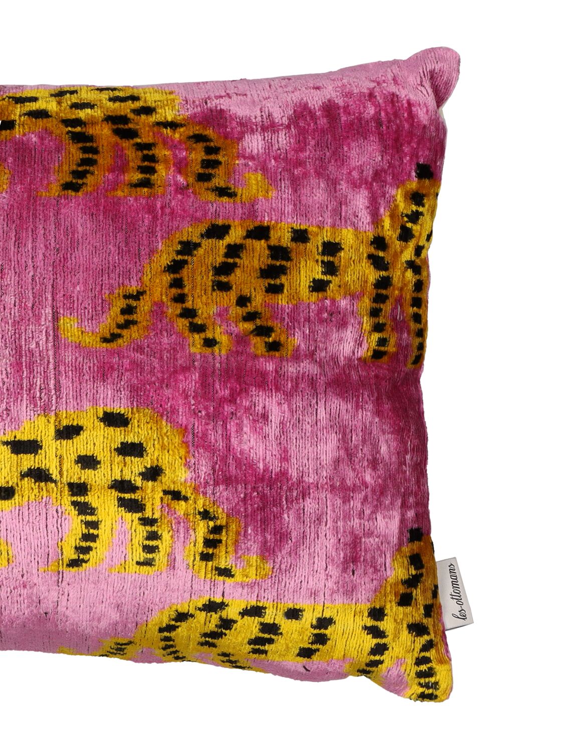 Shop Les Ottomans Silk & Cotton Velvet Cushion In Pink