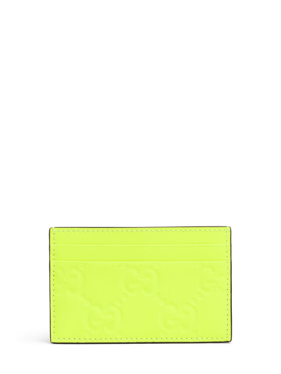 Gucci Rubberized Leather Gg Card Case In Neon Yellow