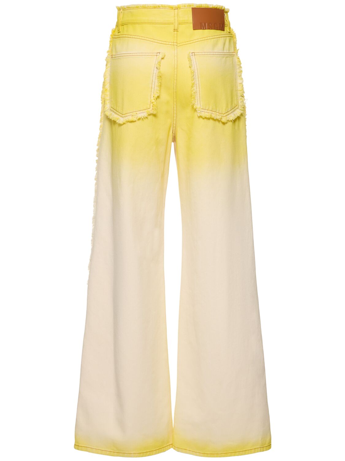 Shop Msgm Faded Denim Straight Jeans In Yellow