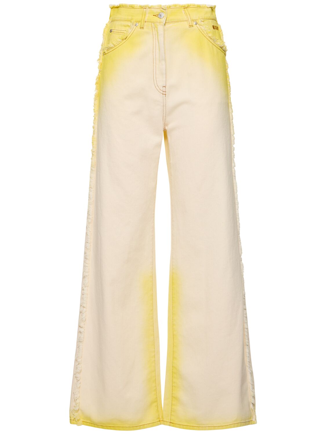 Msgm Faded Denim Straight Jeans In Yellow