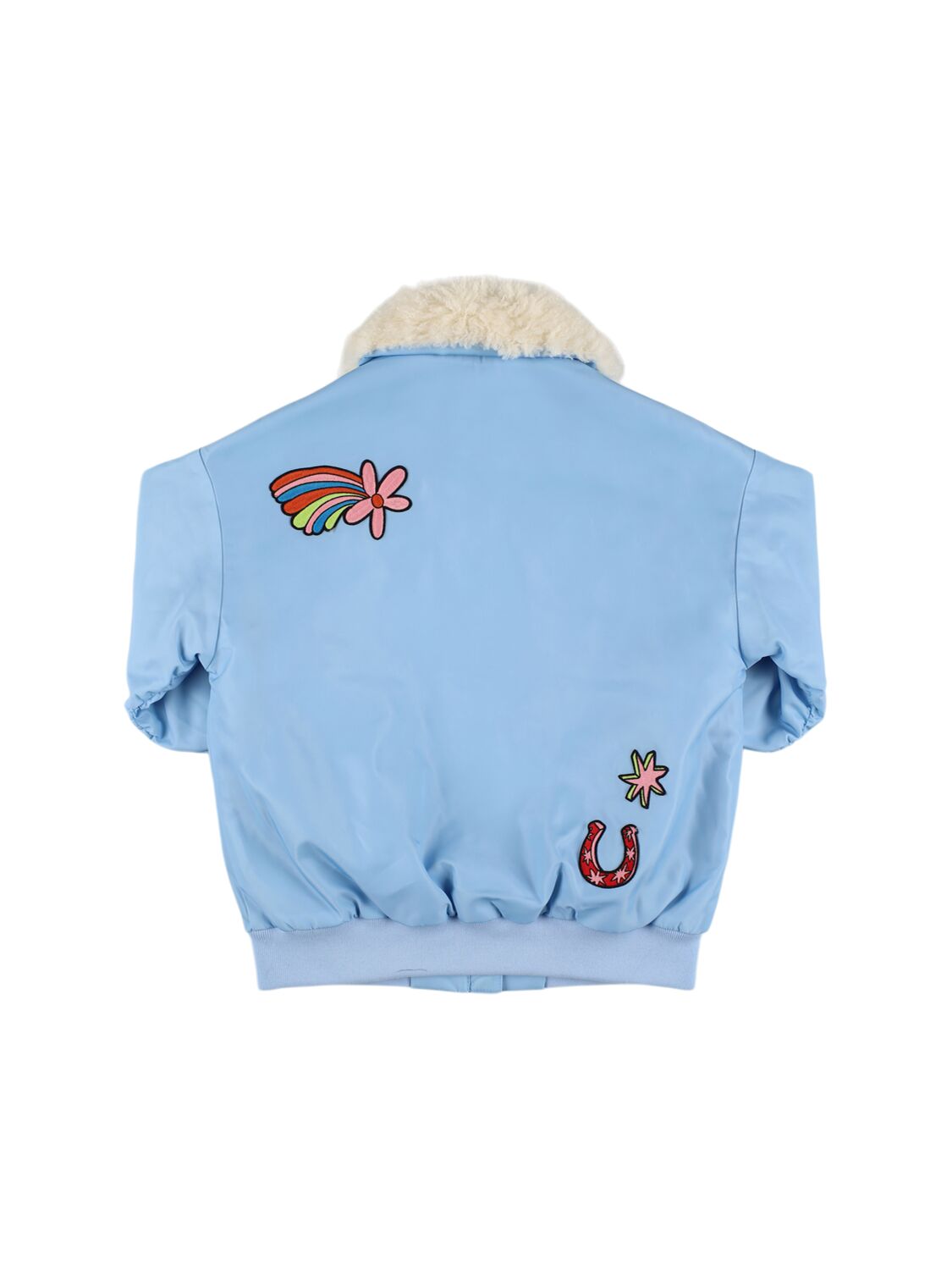 Shop Stella Mccartney Poly Twill Satin Bomber Jacket In Light Blue